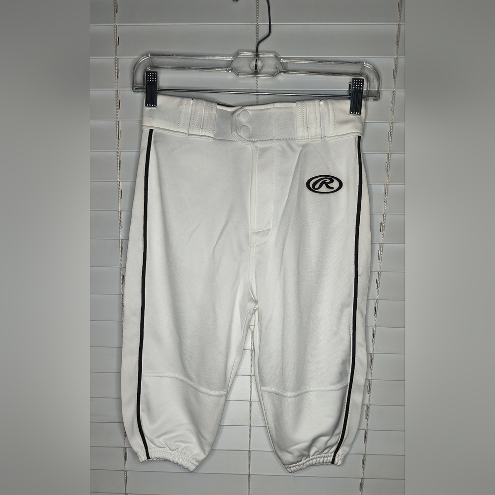 NWT Rawlings Basketball Pants Youth Medium White Elastic Waistband Pockets